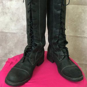 Clarks Knee-High Black Cap-Toe Boots